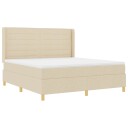  Krem Box Spring Seng med Madrass 180x200 cm Stoff