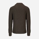 Rib Sweater Skipper Collar Wool Brown