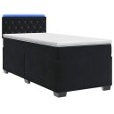 vidaXL Box Spring Seng med Madrass og LED Svart 90 x 200 cm Fløyel