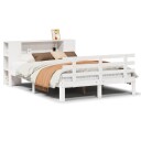  Seng med bokhylle uten madrass hvit 140x190 cm heltre furu 3322707