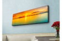 Lerretsbilde med LED belysning Solnedgang over rolig vann Oransje / Blå / Gull