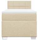  Seng med madrass boksfjær kremhvit 90x200 cm stoff 8721102706585
