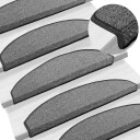  Selvlimende trappematter 15 pcs Mørkegrå 80 x 24,5 x 3,5 cm