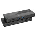 Unitek D1079A 12 i 1 dokkingstasjon for laptop 100W HDMI 2.1 DisplayPort 1.4 USB A SD MicroSD 3.5 mm minijack