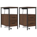  Sengeskaps 2 pcs brun eik 30 x 48 x 61 cm Konstruert tre