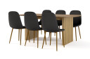 Bark Richeto Spisebord 180 cm eik + 6 stk Naira stol svart med eikeben   Natur/Svart