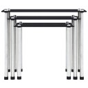 vidaXL Stablebord 3 stk svart herdet glass