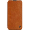 Nillkin Qin Leather Pro Case Iphone 14 Plus Kameradeksel Holster Cover Flip Case Brun