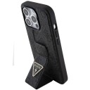 Guess Mobildeksel for iPhone 15 Pro 6.1" med Grip Stand og 4G Triangle Strass - Svart