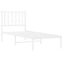 vidaXL Sengeramme i metall med hodegavl hvit 75x190 cm 8721012250093
