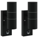  Utendørs Vegglamper 2 Pcs Svart 7 X 10 22cm Rustfritt Stål