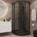 Vikingbad Sofia Dusjkabinett Buet Pluss - Svart Søyle Matt / 100x100cm Klart Glass