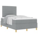  Box Spring Seng med Madrass Lys Grå Liten Dobbel Stoff