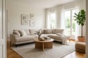 Menard Premium 5 seters høyrevendt L formet dyp sjeselongsofa i stoff   Beige