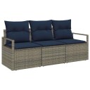 vidaXL Sofa sett 3 pcs Grå polyrotting