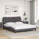  Sengeramme med LED-lys grå 160x200 cm kunstig lær 8721012356597