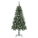 vidaXL Kunstig juletre med furukongler og hvitt glitter 150 cm