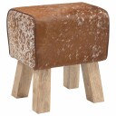 vidaXL benk 40 x 30 x 45 cm Ekte Lær Brun og hvit