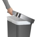 Pedalbøtte med lomme til poser 45 l grå plast gray 45L