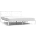 vidaXL Sengeramme i metall med hodegavl hvit 183x213 cm
