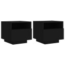  Nattbord med LED 2 stk svart 40x39x37 cm 8721012253858