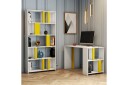 Skrivebord Tibani 120 cm med Oppbevaring Hylle + Bokhylle   Hvit/Gul