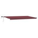  Manuell uttrekkbar markise med LED burgunder 600x300 cm