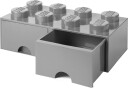 LEGO Storage Brick Drawer 8 stor oppbevaringskloss med 2 skuffer 50 x 25 cm stone grey