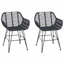  Spisestuestol 2 pcs Svart 55 x 50 x 74 cm Rattan og Jern
