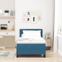  Bokfjær Seng med Madrass & LED Mørk Blå 90x200 cm Fløyel