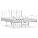 vidaXL Sengeramme i metall med hode- og fotgavl hvit 140x190 cm