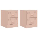  Nattbord 2 stk rosa 34,5x39x44 cm stål 841622