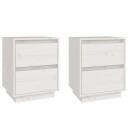 vidaXL Nattbord 2 stk hvit 40x35x50 heltre furu