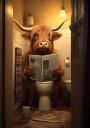 Highland Cow Reading News Plakat / 100x150