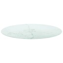  Bordplate hvit Ø90x1 cm herdet glass med marmor design