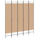 vidaXL 5-panel romdeler Beige 200 x 220 cm Stoff