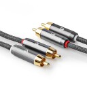 Nedis 1m RCA Stereo Lydkabel med Gull Belægning Grå