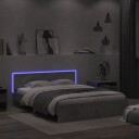 Sengeramme med hodegavl og LED betonggrå 160x200 cm 8721012248151