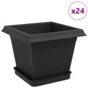 vidaXL Plantepotter 24 pcs Svart 20 x 20 x 16 cm Plast
