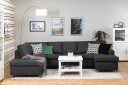 Crazy 5 seters Venstrevendt U formet Sofa med Divan og Sjeselong i Stoff   Antrasitt