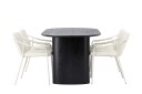 Venture Design Isolde & Tvist spisegruppe Beige/svart 4 stoler & bord 180 x 90 cm