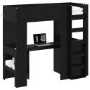  Loft seng ramme med skrivebord Svart Eik 75 x 190 cm