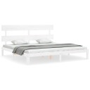 vidaXL Sengeramme med hodegavl hvit 6FT Super King heltre