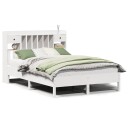  Seng med bokhylle uten madrass hvit 150x200 cm heltre furu 8721158616944