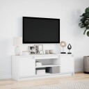  TV-benk med LED hvit 139,5x34x50 cm konstruert tre