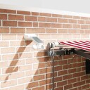 Automatisk Uttrekkbar Markise med LED Rød og Hvit Stripe 450x350 cm