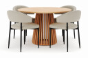 Bark Peyra Spisebord 120 cm Rundt med 4 Sawako Stoler   Natur