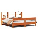  Seng med bokhylle uten madrass voksbrun 200x200 cm heltre furu 8721158617644