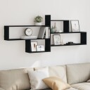  Vegghylle svart 167,5x18x68 cm konstruert tre