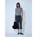 Ganni Sheer Cotton Printed Polo Top   Black   XS